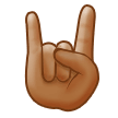 Sign of the Horns Emoji with Medium Skin Tone, Samsung style
