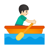 Man Rowing Boat Emoji with Light Skin Tone, Google style
