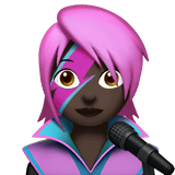Woman Singer Emoji with Dark Skin Tone, Apple style