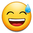 Grinning Face with Sweat Emoji, Samsung style