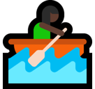Woman Rowing Boat Emoji with Dark Skin Tone, Microsoft style