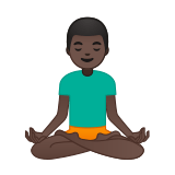 Man in Lotus Position Emoji with Dark Skin Tone, Google style