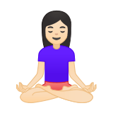 Woman in Lotus Position Emoji with Light Skin Tone, Google style