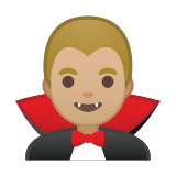 Man Vampire Emoji with Medium-Light Skin Tone, Google style
