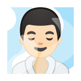 Man in Steamy Room Emoji with Light Skin Tone, Google style