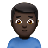 Man Frowning Emoji with Dark Skin Tone, Apple style