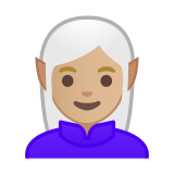 Woman Elf Emoji with Medium-Light Skin Tone, Google style