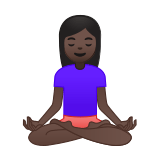 Woman in Lotus Position Emoji with Dark Skin Tone, Google style
