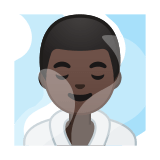 Man in Steamy Room Emoji with Dark Skin Tone, Google style