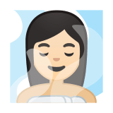 Woman in Steamy Room Emoji with Light Skin Tone, Google style