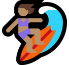 Woman Surfing Emoji with Medium Skin Tone, Microsoft style