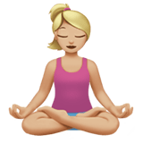 Woman in Lotus Position Emoji with Medium-Light Skin Tone, Apple style