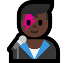 Man Singer Emoji with Dark Skin Tone, Microsoft style