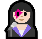 Woman Singer Emoji with Light Skin Tone, Microsoft style