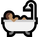 Person Taking Bath Emoji with Medium Skin Tone, Microsoft style