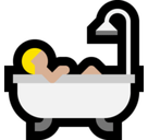 Person Taking Bath Emoji with Medium-Light Skin Tone, Microsoft style