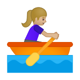 Woman Rowing Boat Emoji with Medium-Light Skin Tone, Google style