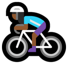 Woman Biking Emoji with Medium-Dark Skin Tone, Microsoft style