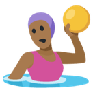 Woman Playing Water Polo Emoji with Medium-Dark Skin Tone, Facebook style