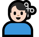 Man Getting Haircut Emoji with Light Skin Tone, Microsoft style