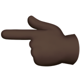 Backhand Index Pointing Left Emoji with Dark Skin Tone, Apple style