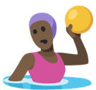 Woman Playing Water Polo Emoji with Dark Skin Tone, Facebook style