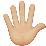 Hand with Fingers Splayed Emoji with Medium-Light Skin Tone, Apple style