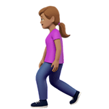 Woman Walking Emoji with Medium Skin Tone, Apple style