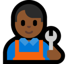 Man Mechanic Emoji with Medium-Dark Skin Tone, Microsoft style