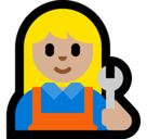 Woman Mechanic Emoji with Medium-Light Skin Tone, Microsoft style
