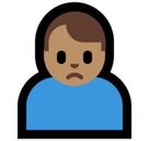 Man Frowning Emoji with Medium Skin Tone, Microsoft style
