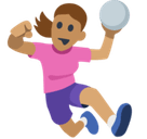 Woman Playing Handball Emoji with Medium Skin Tone, Facebook style