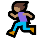Woman Running Emoji with Medium Skin Tone, Microsoft style