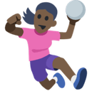 Woman Playing Handball Emoji with Dark Skin Tone, Facebook style