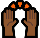 Raising Hands Emoji with Medium-Dark Skin Tone, Microsoft style