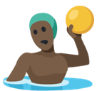 Man Playing Water Polo Emoji with Dark Skin Tone, Facebook style