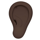 Ear Emoji with Dark Skin Tone, Apple style