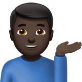 Man Tipping Hand Emoji with Dark Skin Tone, Apple style