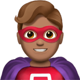 Man Superhero Emoji with Medium Skin Tone, Apple style