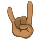 Sign of the Horns Emoji with Medium-Dark Skin Tone, Facebook style
