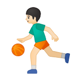 Man Bouncing Ball Emoji with Light Skin Tone, Google style