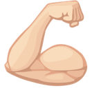 Flexed Biceps Emoji with Light Skin Tone, Facebook style