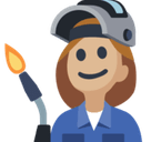 Woman Factory Worker Emoji with Medium-Light Skin Tone, Facebook style