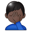Man Facepalming Emoji with Dark Skin Tone, Samsung style