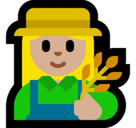 Woman Farmer Emoji with Medium-Light Skin Tone, Microsoft style