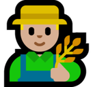 Man Farmer Emoji with Medium-Light Skin Tone, Microsoft style