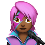 Woman Singer Emoji with Medium-Dark Skin Tone, Apple style