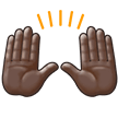 Raising Hands Emoji with Dark Skin Tone, Samsung style