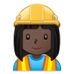 Woman Construction Worker Emoji with Dark Skin Tone, Samsung style