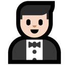 Man in Tuxedo Emoji with Light Skin Tone, Microsoft style
